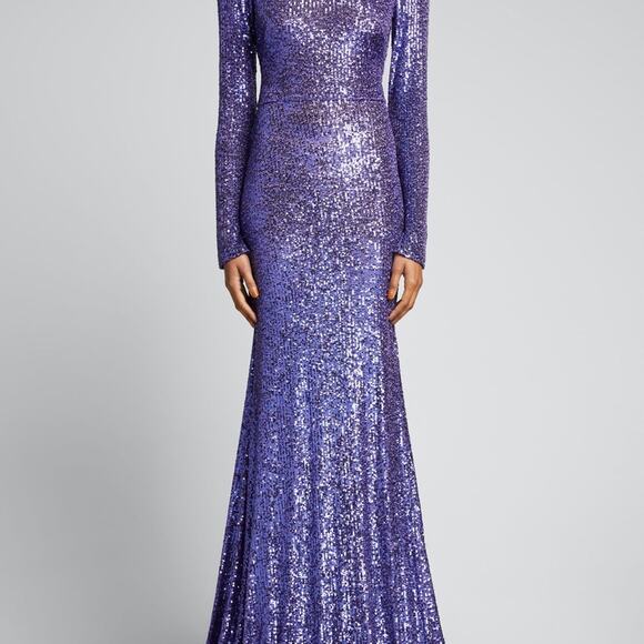 NAEEM KHAN Strong-Shoulder Sequin Gown size 6 US Retail 8000$ Authentic - Picture 7 of 11